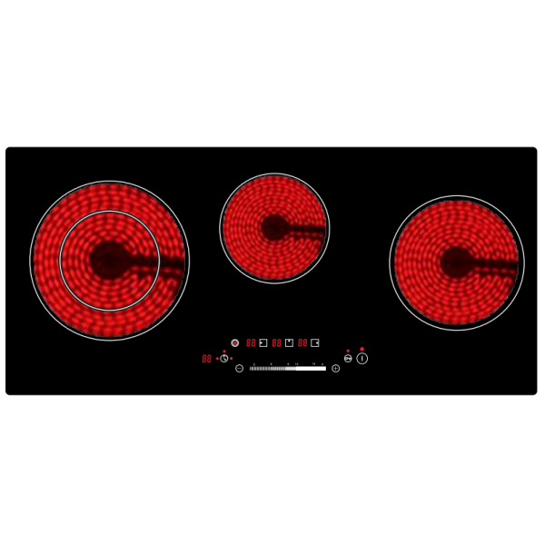 Three Burners Ceramic Electric Cooktop with 3 Radiant Elements