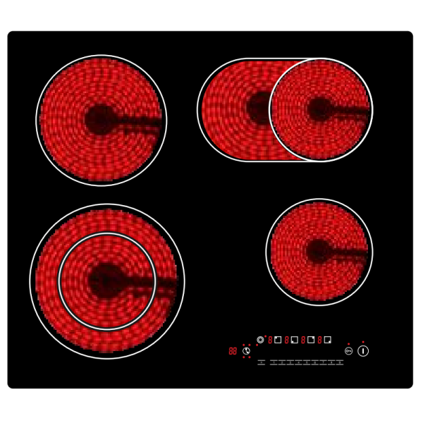 Electric Infrared Stove 4 Burner Hot Light Zone Vitro-Ceramic Hobs