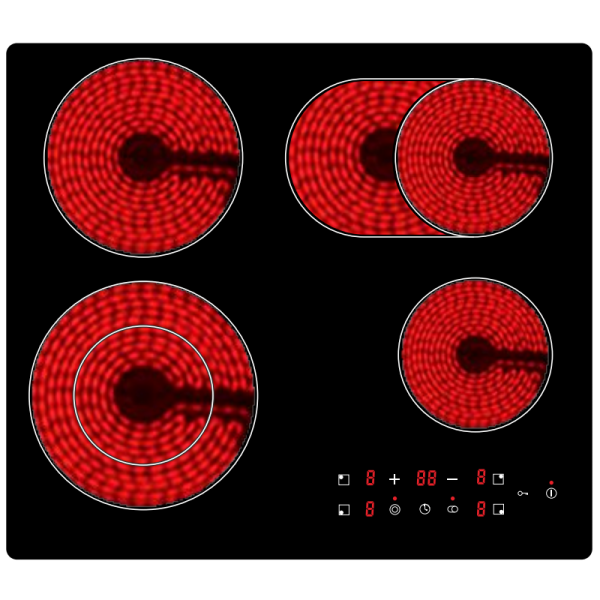 24 Inch Glass Ceramic Panel Cooktops Stove Electric Induction Cookter 4 Burner