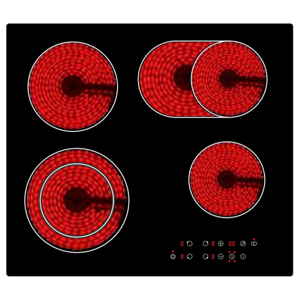 Black Vitroceramic Glass Radiant Zone 4 Burner Electric Cooktop - Image 2